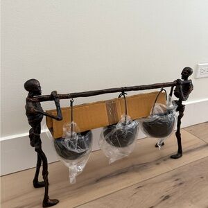 Martha Stewart Skeleton Bronze Sculpture with Black Bowls